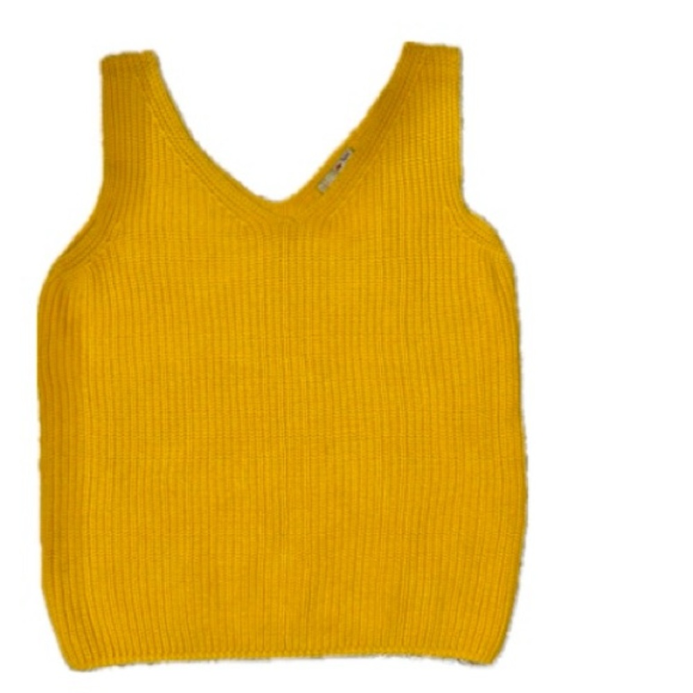 70s/80s ‘French Navy’ Yellow Knit Sleeveless Top